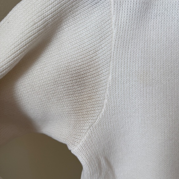 Vintage Tennis Style White V-Neck Sweater - Picture 2 of 5